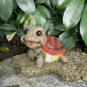 Cheeky Sea Turtle Garden Charmer, Cartoon Resin Statue with Bright Eyes, Whimsical Coastal Decor for Patio, Shelf, or Garden Nook