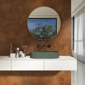 23.6" Concrete Vessel Oval Modern Dark Green Bathroom Sink