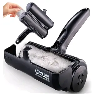 ChomChom Roller Pet Hair Remover and Reusable Lint Roller - Cat and Dog Hair Remover for Furniture, Couch, Carpet, Clothing and Bedding - Portable, Multi-Surface Fur Removal Tool (Black)
