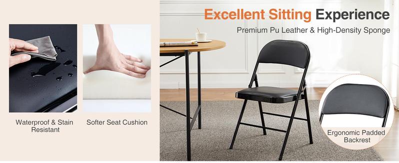 【Fall Deals】Folding versatile seating with Leather Padding - Sturdy Metal Frame, Foldable and Easy to Store for Indoor and Outdoor Use at Office 【Fall Deals】Folding versatile seating with Leather Padding - Sturdy Metal Frame, Foldable and Easy to Store for Indoor and Outdoor Use at Office