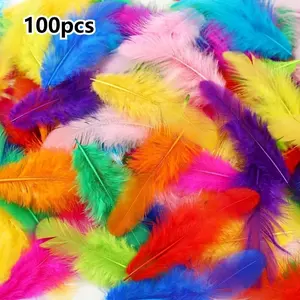 100 Colorful Imitation Feathers for DIY Crafts, Home Decor, Dream Catchers, Masks, Halloween & Christmas Gift Decorations