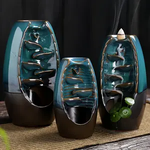 Aromatherapy Backflow Burner - Left and Right Countercurrent Incense Burner - Indoor Ornamental Gift Craft Scented Perfume Freshener Fragrance Ceramic