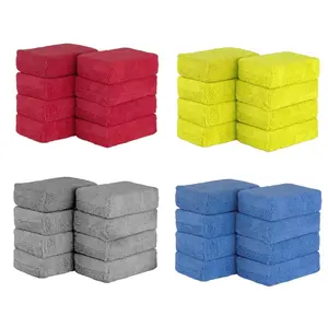 Microfiber Car Wax Applicator Pad, 8 Counts Soft Auto Detailing Wax Sponge, Rectangle Foam Car Paint Care Polishing Pad, Auto Cleaning Tool, Towels For Cars