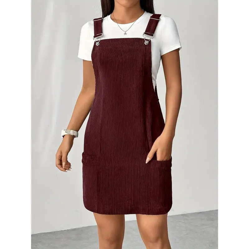 black corduroy overalls dress - TikTok Shop
