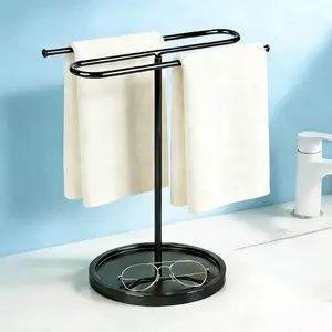 Upgraded S-Shape Hand Towel Stand for Bathroom - 14" Lightweight & Rustproof Countertop Towel Holder with 7" Wide Base, Free Standing Towel Racks for Kitchen/RV, Holds 2 Towels