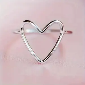 Stylish Silver-Plated Heart-Shaped Copper Ring for Daily Wear Vacation Party Valentine's Day Birthday Wedding Special Occasions