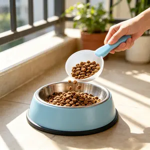 2 in 1 Pet Food Scoop with Bag Sealer Clip Dog Cat Feeding Spoon Shovel