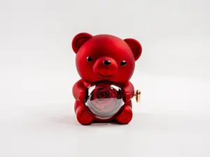 ExoticEtFleur Preserved Rose Hug Bear - Adorable Design with Lasting Beauty(can be customize)