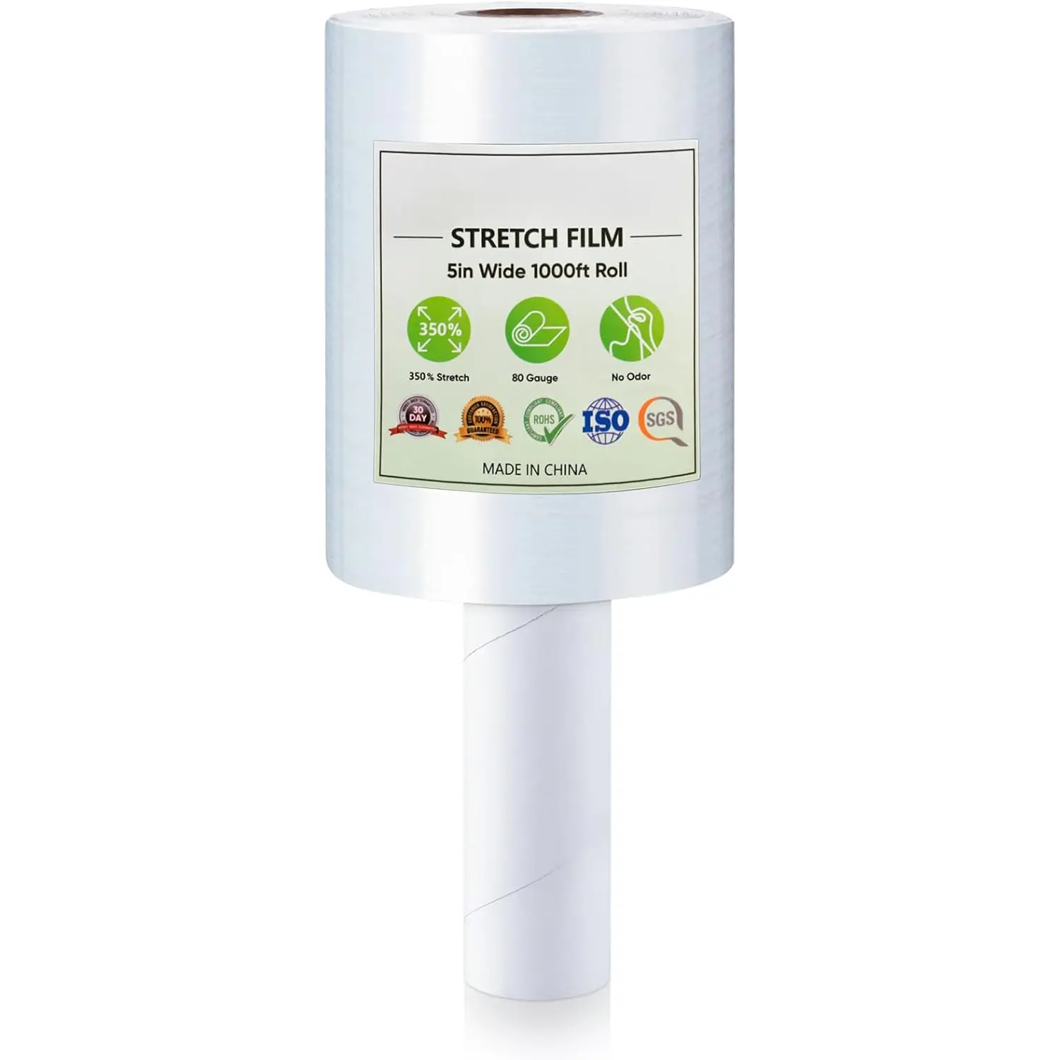 Stretch Wrap Stretch Film Roll, 1000ft Industrial Strength 5 inch Wide Clear Plastic Wrap with Handles for Pallet Wrapping Shipping Moving