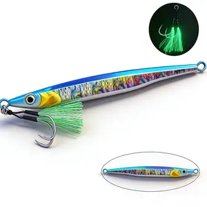 Vertical Saltwater Fishing Jigs, Tuna Lures with Glow Assist Hooks, Vibrating Swimming Flashing & Jigging Spoon Lures, Boat Fishing Artificial Baits for Tuna, Bass, Trout, Walleye, Pike