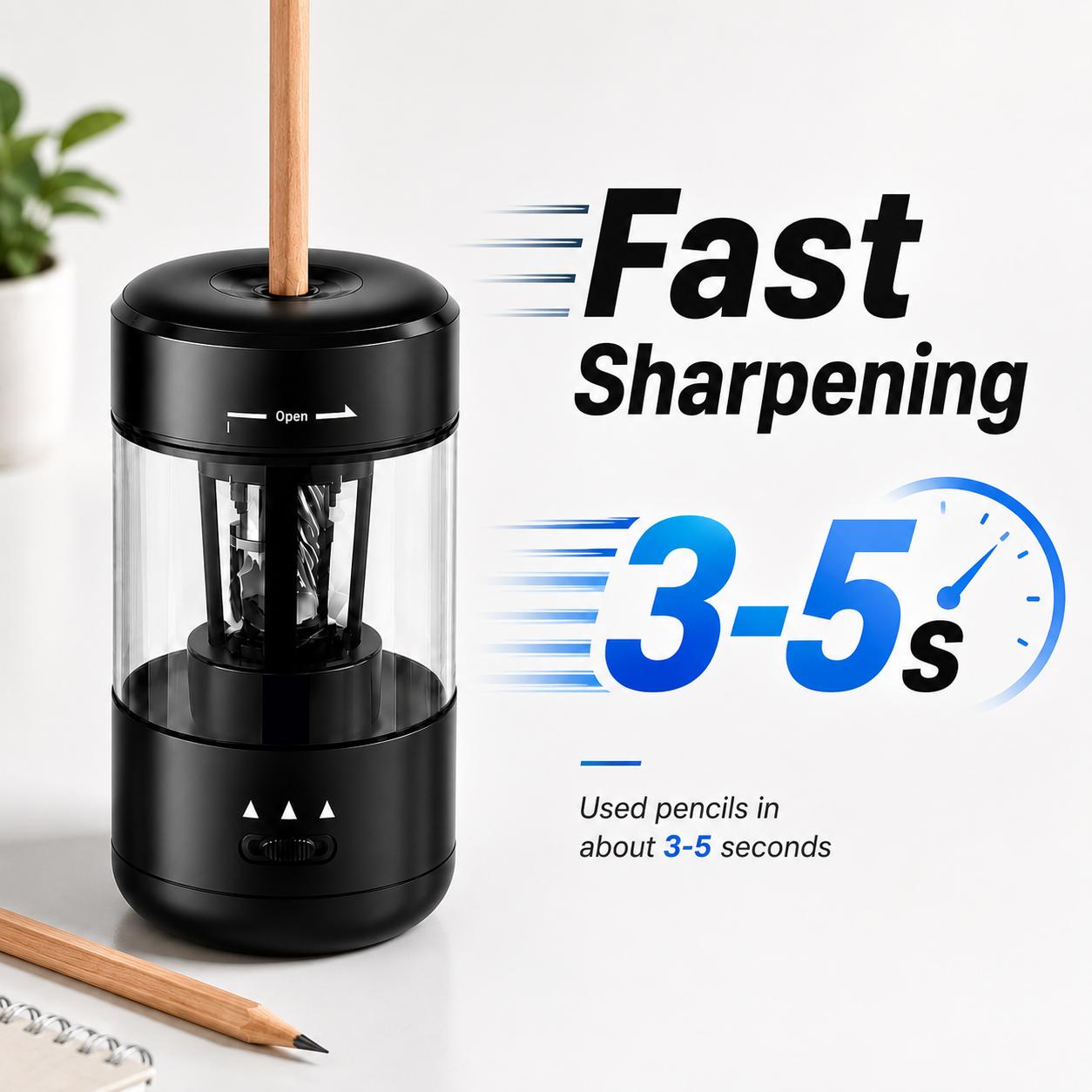 Electric Pencil Sharpener, Fully Automatic Rechargeable Pencil Sharpener with No-Touch Auto In & Out, Type-C Rechargeable for 6-8mm Pencils & Colored Pencils, Desk Supplies for Teachers, Elementary Students, Home & Classroom, Perfect Holiday Gift