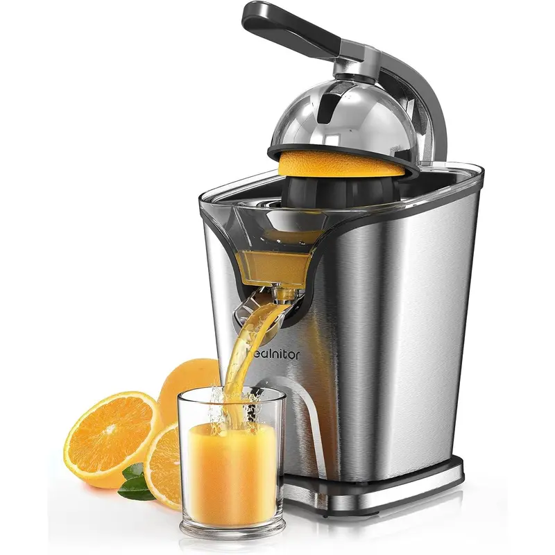 150W Electric Citrus Juicer Squeezer with 2 Cones, Stainless Steel Quiet Orange Juice Extractor Machines for Lime Grapefruit Lemon, Detachable Design1