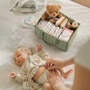 Diaper Bag Organizer, Multi-Functional Baby Diaper Storage Pouch, Foldable Mommy Bag for Nappies & Insulated Bottles, Infant Essentials