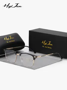 Unisex Business Browline Eyeglasses, Fashion Eyeglasses for Work, Daily Clothing Decor, Perfect for Student Daily Use, Classic Fashion Glasses, Square Browline Glasses