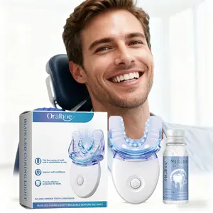 U Shape LED Light Tooth Whitener with Teeth Gel & Mouth Washroom Fast Restores White Smile Mint Soft Silicone Bristles 360° Full Mouth Cleaning, Teeth Whitening Products, Whitening