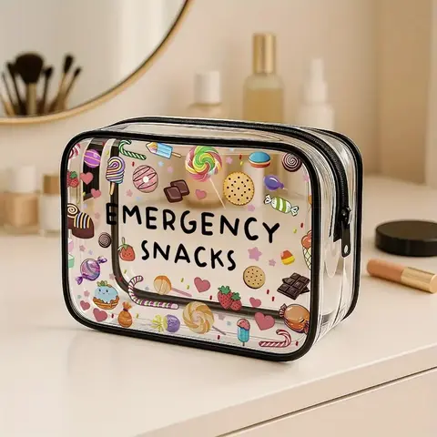 Clear Emergency Snack Bag, Portable Large-Capacity Transparent PVC Travel Storage Pouch with Zipper, Ideal for Road Trips, Picnics and Daily Snacks, Perfect Gift, Clear Zipper Pouches