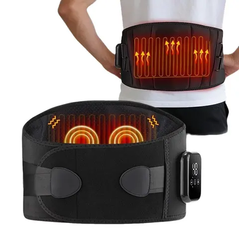 3 Gears Temperature Control Heating Massage Belt, Heated Wrap, Cordless Heating Pad, Heating Pad For Back Pain Relief, Dual Motor Vibration, Double‑sided Heating Waist Support, Lumbar Physiotherapy with Type‑C Rechargeable