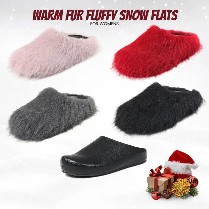Womens Loafers Rounded Toe Fur Fuzzy Fluffy Snow Half Covered Non Slip Warm Winter Flats Slip On Comfy Indoor Casual Dress Fall Winter Shoes Deals For You Days