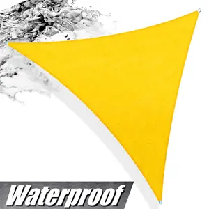 ColourTree Custom-sized Yellow Triangle Waterproof Sun Shade Sail UPF50 Canopy Awning Shelter 95% UV Blockage Water Resistant Outdoor Patio Garden Carport 220 GSM Polyethylene Fabric