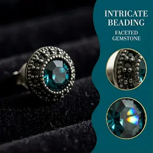 Exquisite, Petite Navy Blue Stud Earrings — Micro-Set with Zirconia — A Viral Online Sensation: Simple, Refined, and Versatile Jewelry