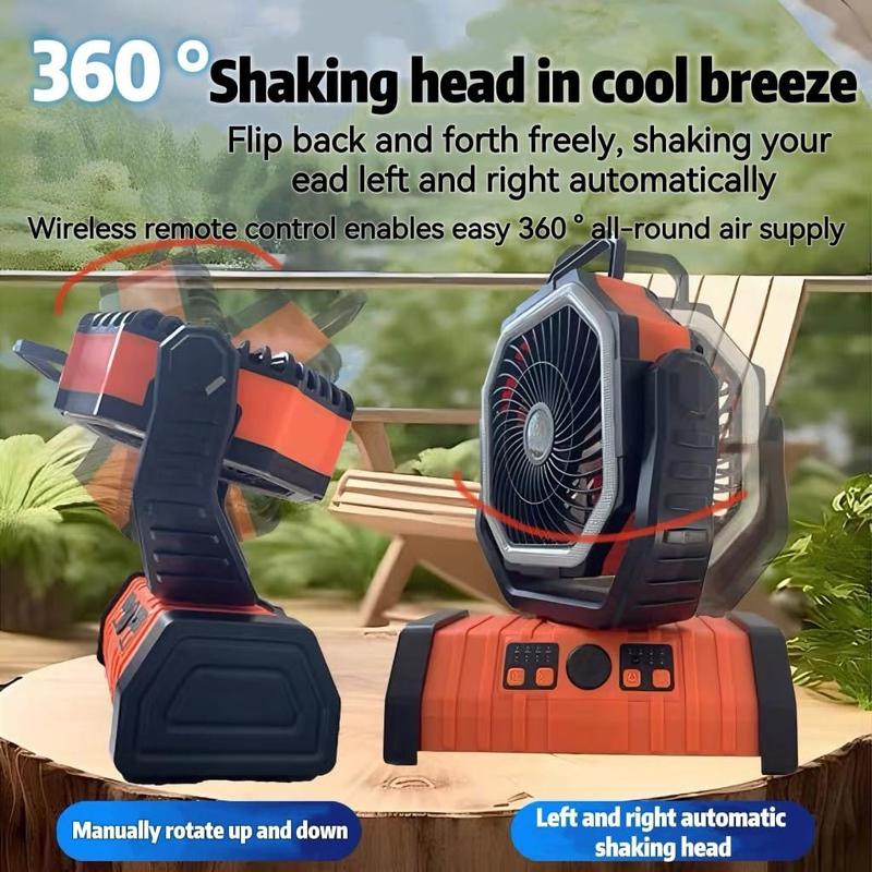 20000mAh Portable Camping Fan Battery Powered, Rechargeable Camping Fan with Remote & LED Light, 4 Speed Strong Airflow &  Light for Desk/Outdoor/Tent/Camping/Fishing Usb