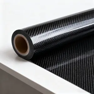 5D Glossy Black Carbon Fiber Vinyl Wrap 12x60 58x60 58x72in DIY Car Hood Wrap Kit for SUV Truck Motorcycle Auto Interior & Exterior Easy Application