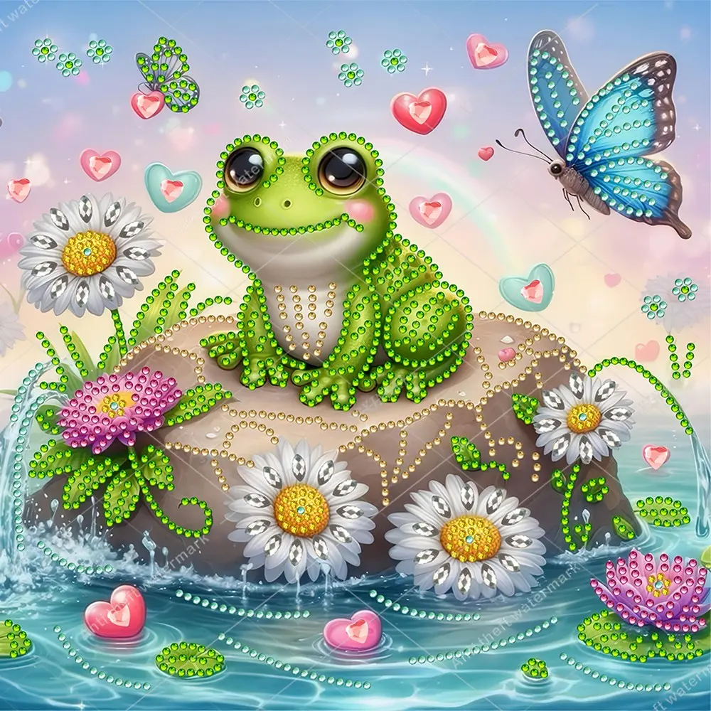 Adult 5D DIY Diamond Painting Kit, Cute Frog Series, Colorful Irregular Shapes, 30x30 Cm, Wall Art Decor, Holiday Gift, Frameless