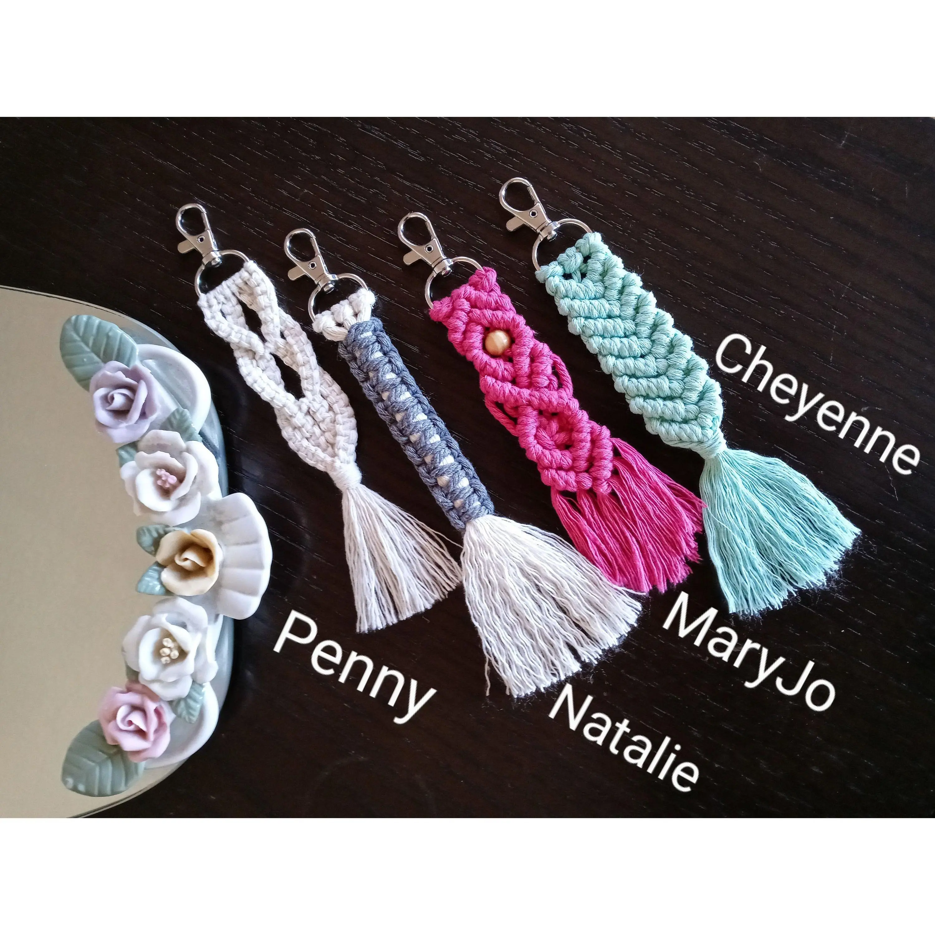 Macrame Keychains, Handmade Macrame Keychains, Macrame Mini Keychain Collection