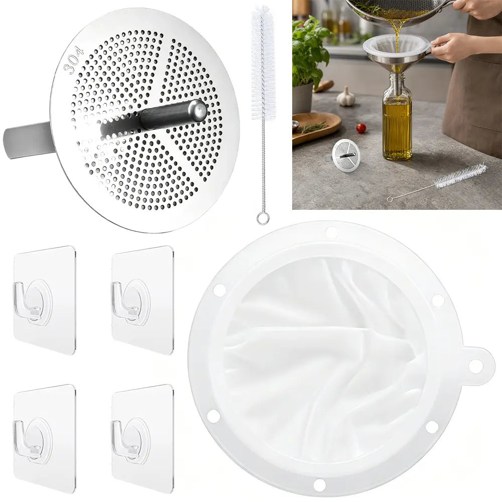 7-Pack Food Grade Metal Kitchen Funnel & Strainer Kit with Strainers + 200 Fine Mesh Filters, Durable Reusable Kitchen Accessories for Deep Fryer Oil, Liquid Transfer & Bottle Filling - Home Improvement