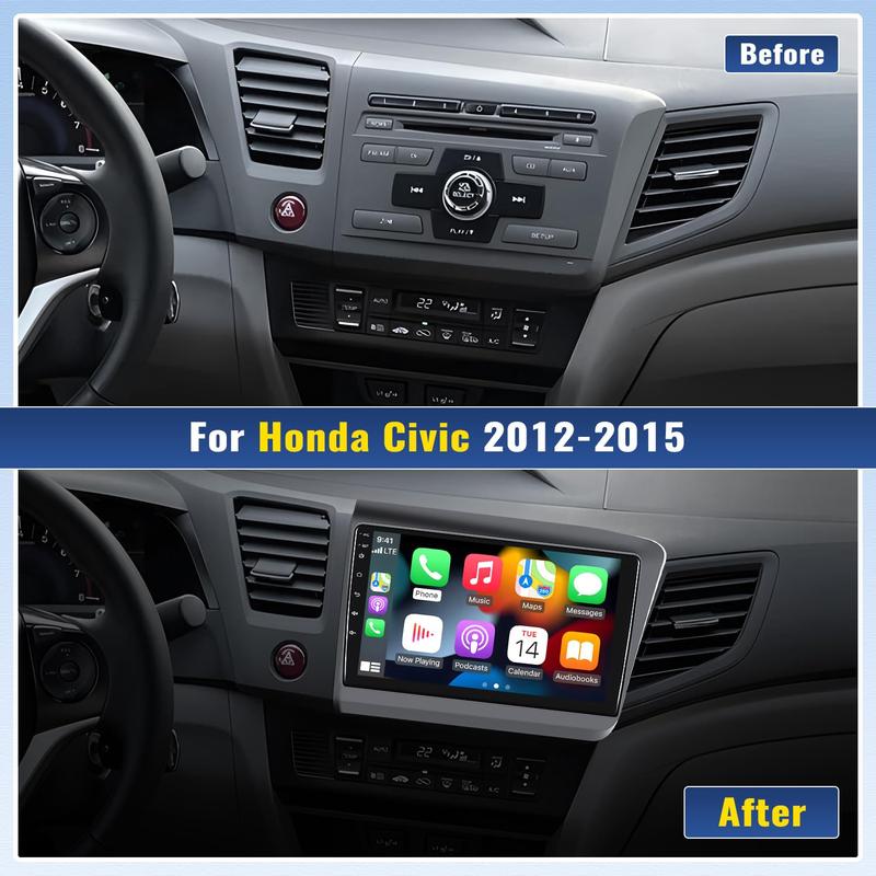 5G WiFi Car Stereo for Honda Civic 2012 2013 2014 2015 [2+64G] with Wireless Carplay & Android Auto, 9 Inch Touch Screen Car Radio Bluetooth GPS Navigation DSP FM SWC for Honda Civic Radio