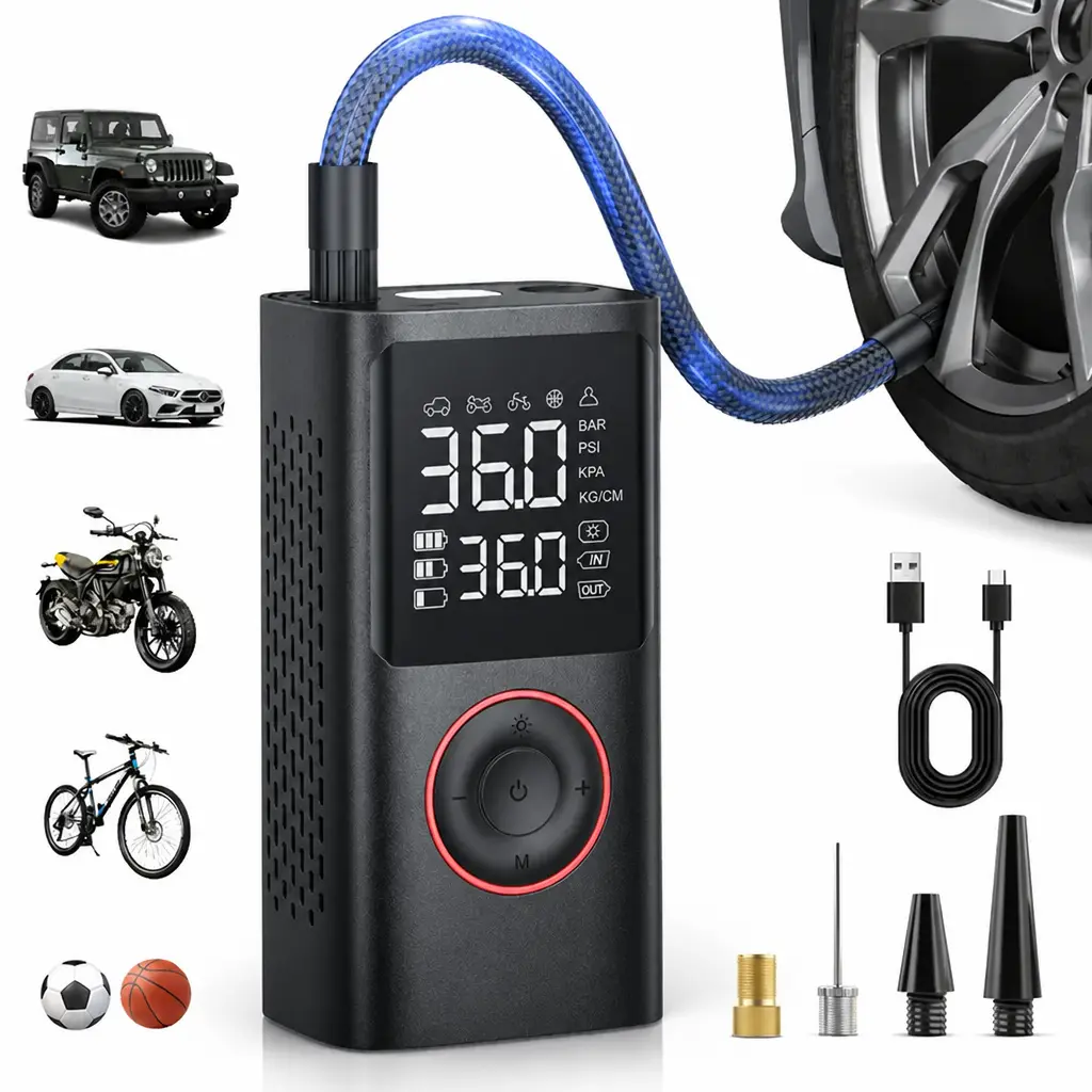 Black Friday Automotive Tire Inflator - Cordless Portable Pumps with Large Capacity Battery, Wireless Digital Display, Enhanced Safety Features, Quick Inflate, Wirefree Use & Convenience for Cars, Inflatables, Cordless Tire Pump