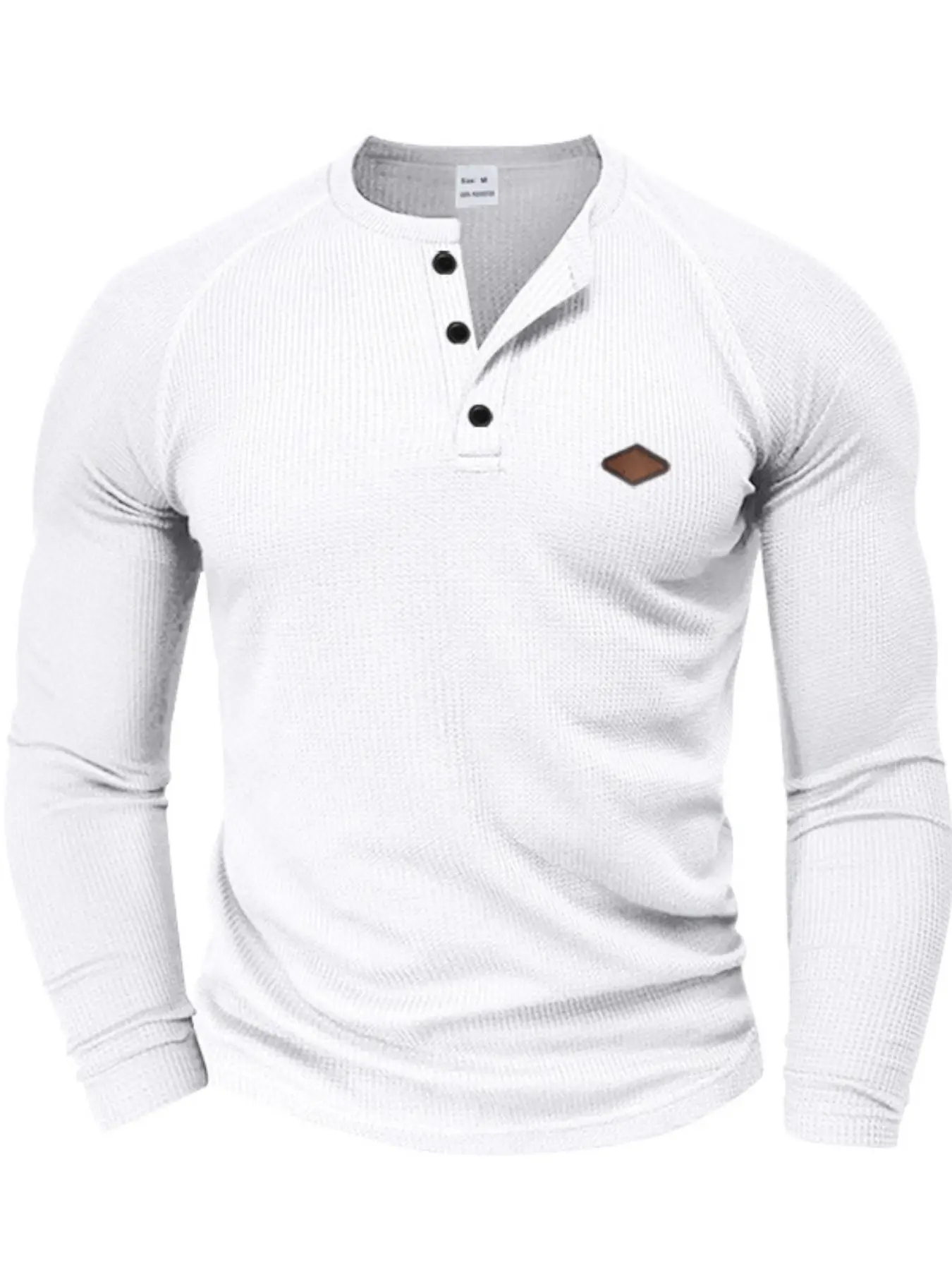 Men's long-sleeved casual waffle knit T-shirt, quick-drying shoulder slice Henley shirt, spring and autumn slim-fitting pullover, a must-have for a comfortable and well-fitting men's wardrobe Tops Fitted Knitwear