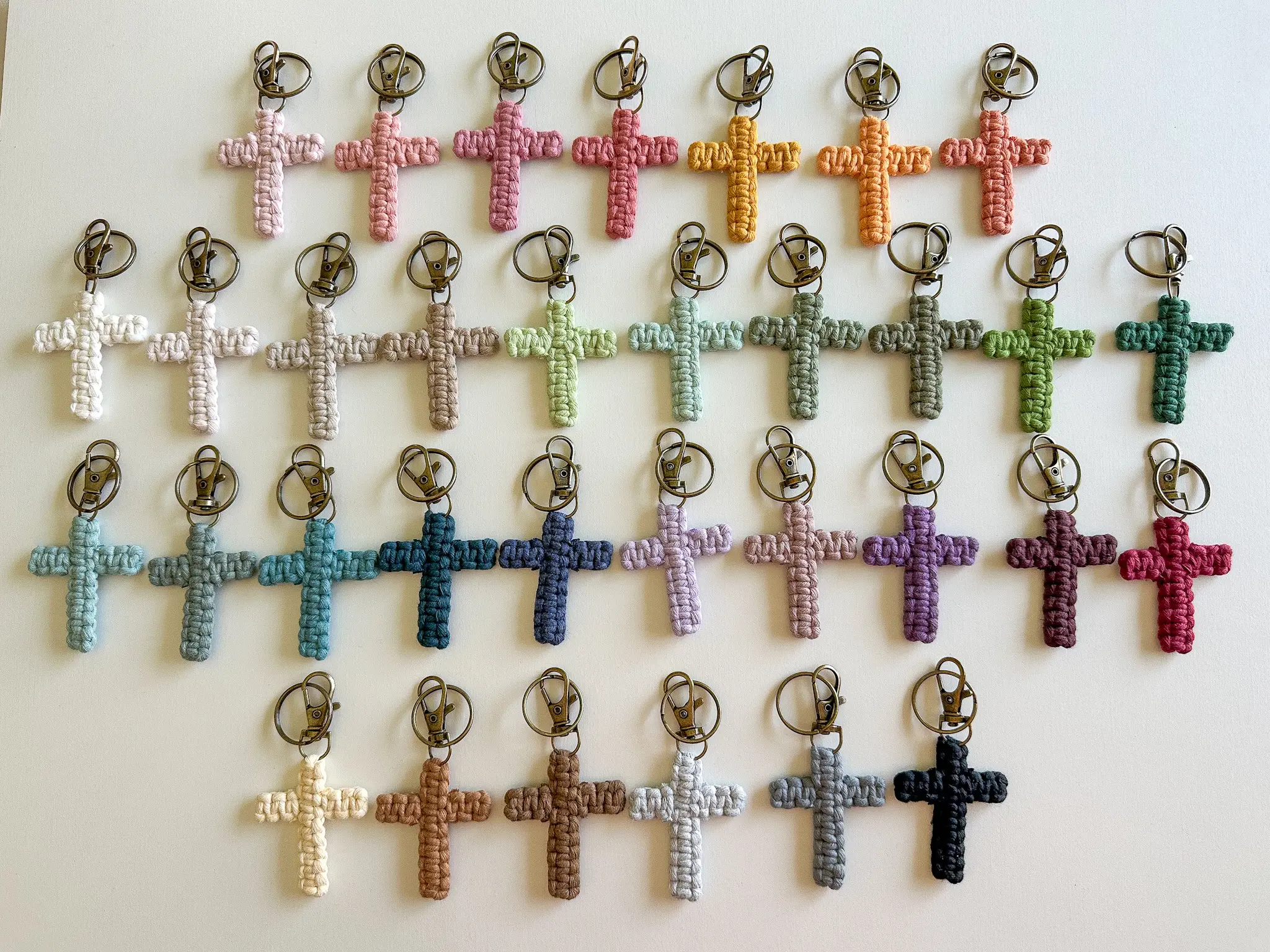 Macrame Cross Keychain for Backpack & Car Keys - Handmade Christian Keychain Gift