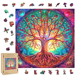 Tree of Life Wooden Puzzle Box — Hidden Compartment Secret Box