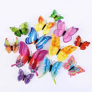 12-piece set of double-layer 3D butterfly wall stickers for home wall decoration and room decor; magnetic and self-adhesive, waterproof—perfect for wedding, birthday, and Christmas decorations. Ornaments Wing girl room accessories kitchen decor