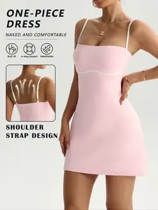 Women's Backless Sporty Dress Workout Active Dress with Safety Lining, Removable Padding, High Elasticity, Above Knee, Sleeveless, All Seasons, Sleeveless Tennis Athletic Dress