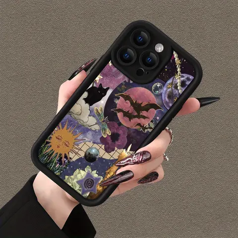 Collage Pattern Silicone iPhone Case - 1.2mm Slim Fit No Bulk, Heavy Duty Military-Grade Shockproof, Non-Slip, Scratch-Resistant, Screen+Cam Buffer, Customized Unisex Accessory for iPhone 15 Pro,17 Pro Max,16,14 Plus,13,12,11,Air,XR,X,XS