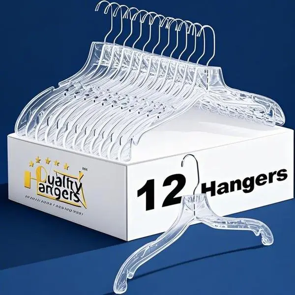 Slim Plastic Hangers 12 Pack with 360 Degree Swivel Hook - Crystal Clear Coat Hangers - Space Saving Design - Durable Non-Slip Hangers - 17 Inch Closet Organizers Hanging Smooth Household Shirt