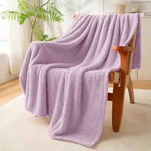 Light Purple Throw for Couch Sofa, Warm and Fluffy Blankets for Women, Suitable for Seasons, 50x60 Inches