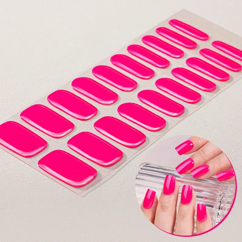 20pcs Semi-Cured Gel Nail Strips, Self-Adhesive Full Set, UV Lamp Required, Easy Apply & Remove, DIY Nail Art Kit for Women and Girls, Nail Art Design, Nail Art Stickers, Nail Art Products