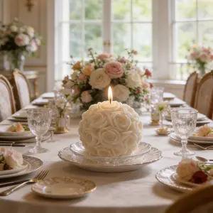 3D Rose Ball Scented Candle - Handmade Aromatherapy Candle for Home Decor, Stress Relief, Perfect for Birthday, Wedding, Housewarming Gift, Soy Wax Candle for Bedroom, Living Room, Bathroom