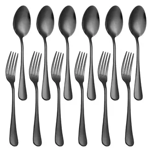 Stainless steel cutlery spoon fork 12 piece set 1010 dining spoon fork restaurant soup spoon steak fork set Utensils Tableware