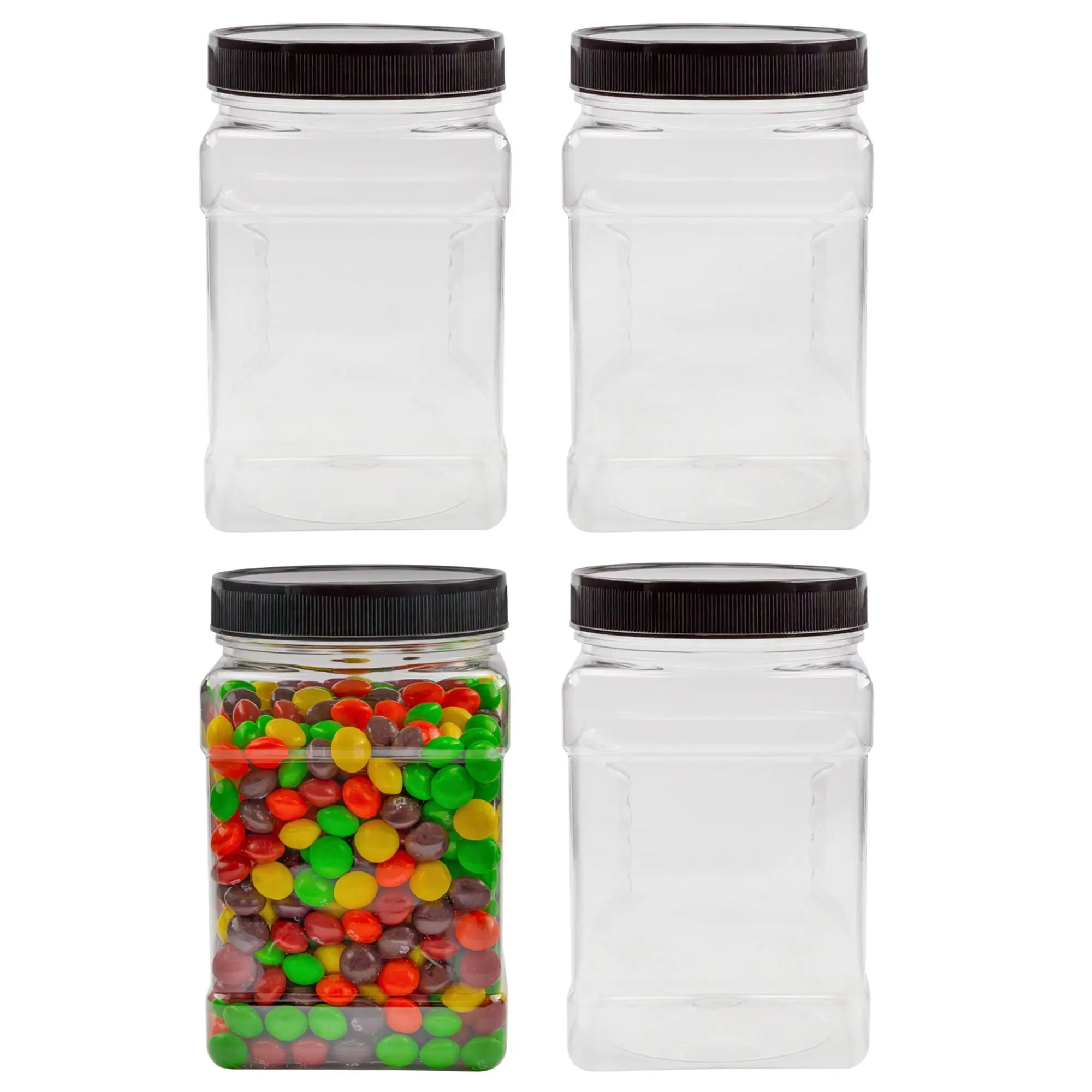 32oz Square Plastic Jars (4-Pack)