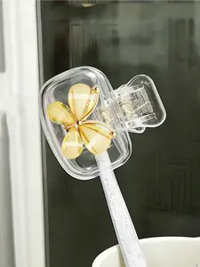 Crystal Butterfly Portable Toothbrush Cover, Cute Butterfly Pattern, Transparent White And Transparent Red, Travel Toothbrush Storage Box, Portable Toothbrush Head Protector Clip, Toothbrush Storage Clip, Toothbrush Protective Cover,