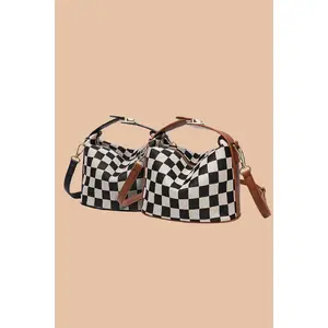 Checkered Crossbody Cube Bag