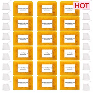 18PCS Lemon Turmeric & Kojic Acid , Dark Spot Remover Turmeric Face and Body Soap, Kojic Face and Body Soap