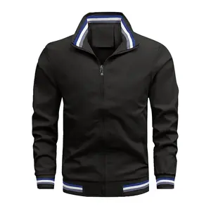 Men's Solid Color Base Layer Zip-Up Long Sleeve Sports Jacket with Striped Pattern Side Pocket and Inner Pocket Design for Sports Training autumn winter casual wear