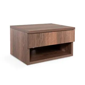 Ettore 15.71" Mid-Century Modern Floating Wall Mounted Nightstand with Soft-Close Drawer and Cable Hole