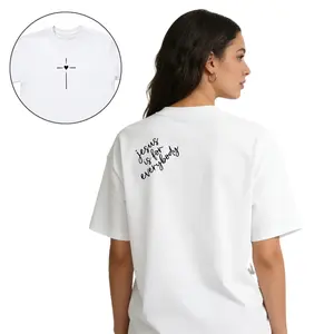 Oversized Jesus Is For Everybody Graphic Crewneck  T-shirt Christian Faith Casual for Women