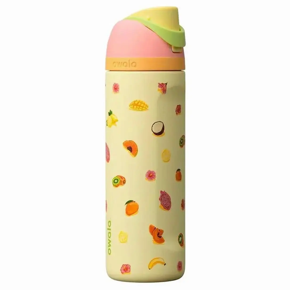 Aesthetic OwaIa Just Ripe 24oz FreeSip Insulated Water Bottle Tropical Fruit Stainless Steel Leakproof Travel Tumbler with Straw Lid Reusable Sports Bottle for Gym Office School Daily Hydration